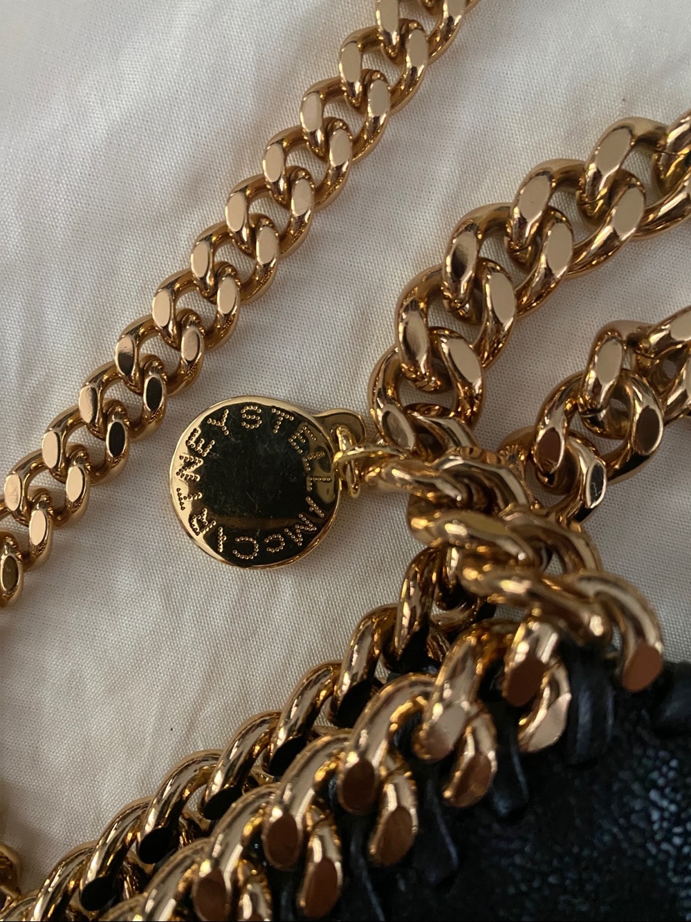 Stella McCartney Black Embellished Falabella Shoulder Bag with Gold Chain LE - Picture 5 of 11
